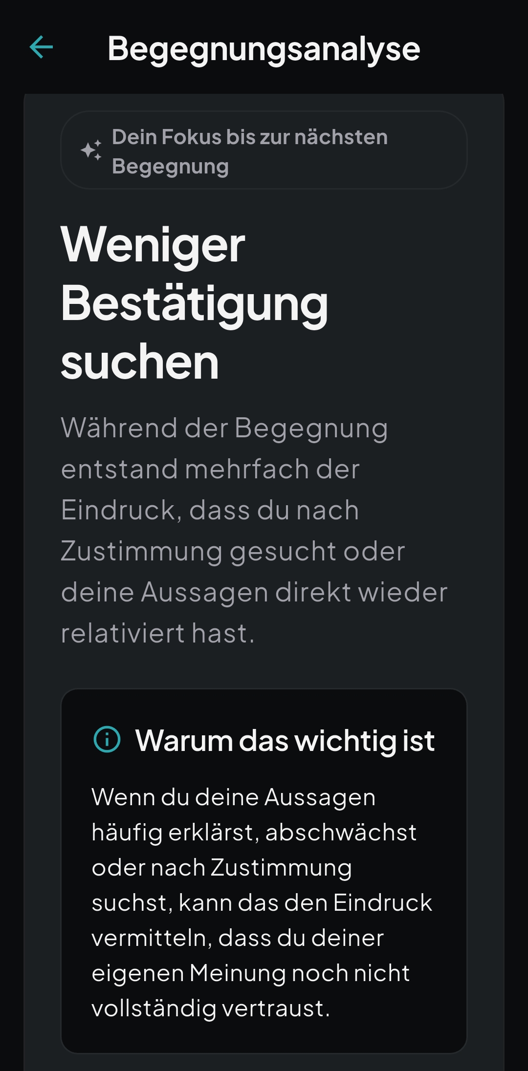 Begegnungsanalyse in der Practice App: Fokus nach dem Practice Date